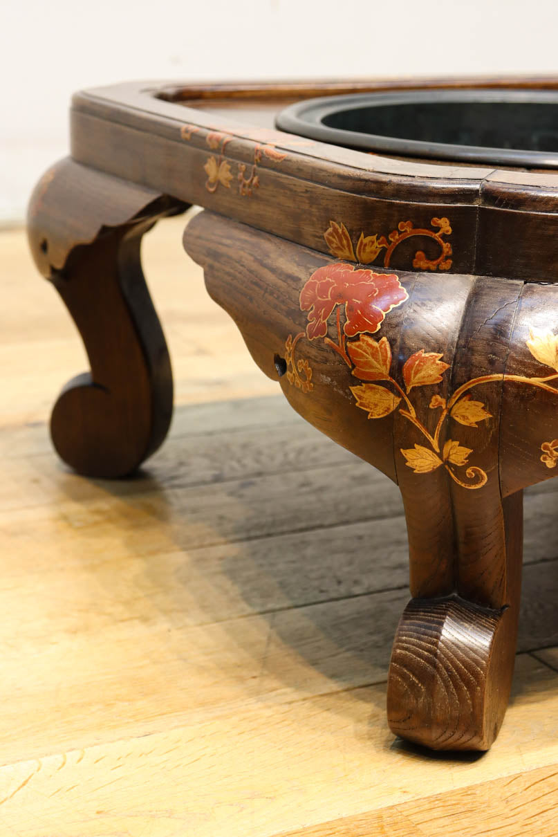 花絵柄模様の蒔絵が美しい大名火鉢 DC8829 在庫1個 – 古福庵