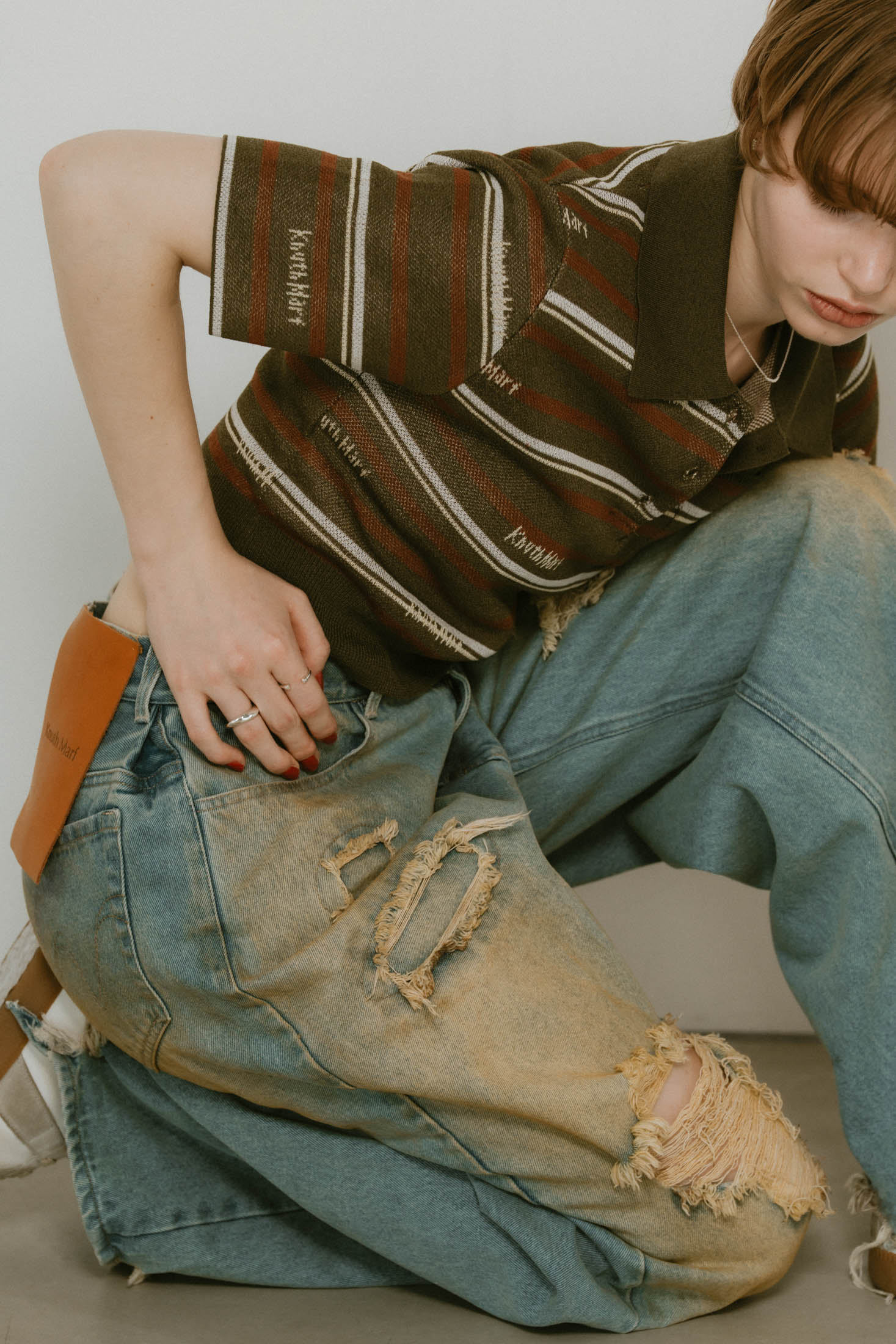 damage denim pants(unisex)/saxblue | KNUTH MARF