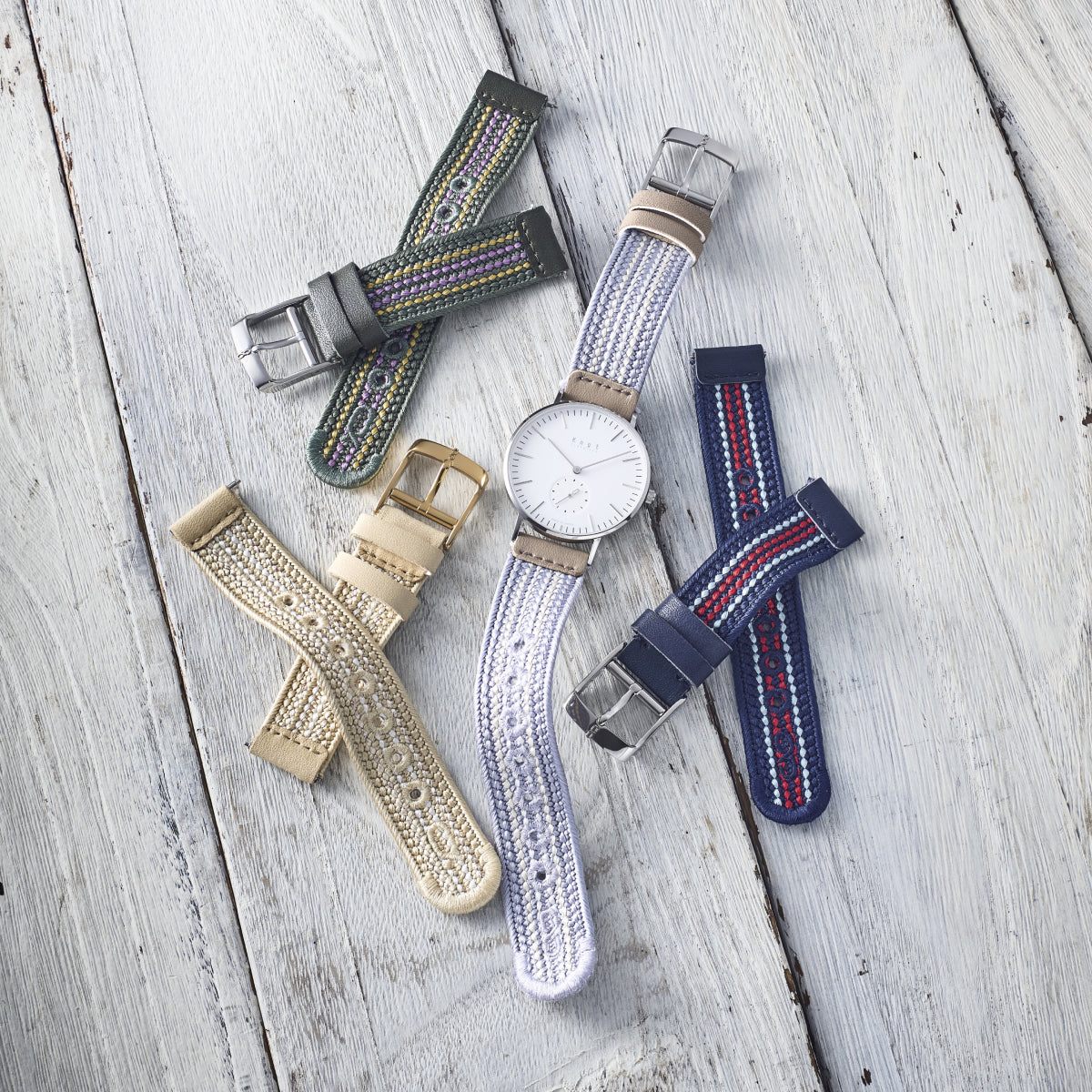 Knot S18-AK-1812 時計ベルト バンド くみひも 18mm グリーン イエロー