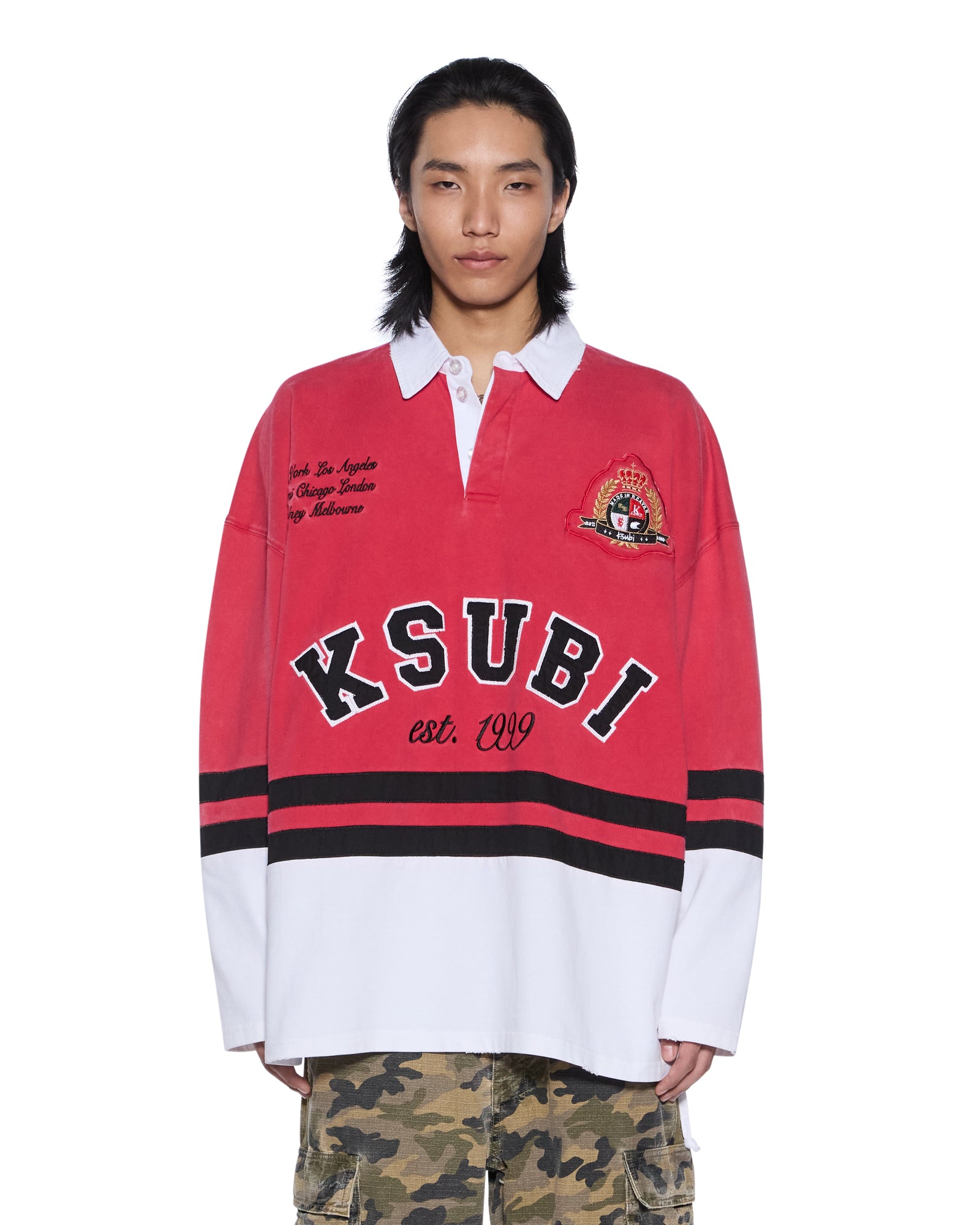 Mens Duke Rugby Ls Jersey Red Fashion Tops | Ksubi ++