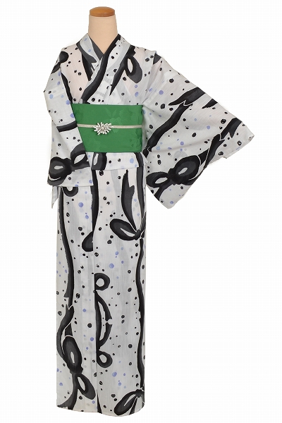浴衣(ツモリチサト・りぼん・緑半幅帯)｜着物レンタルあき (来店着付け