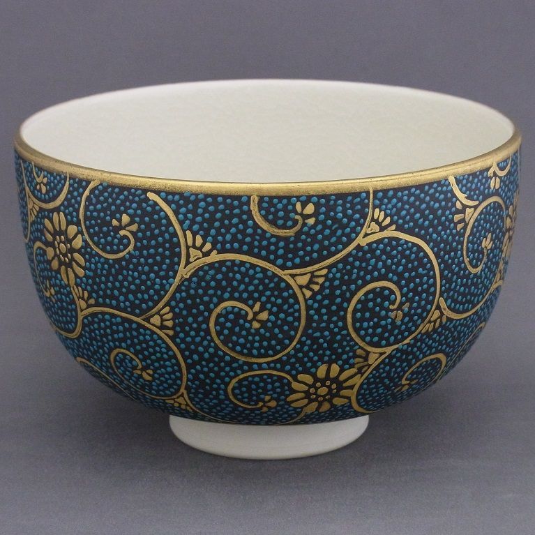 中田龍山作 九谷焼 抹茶碗（本錆粒鉄仙）｜抹茶道具｜京なごみ