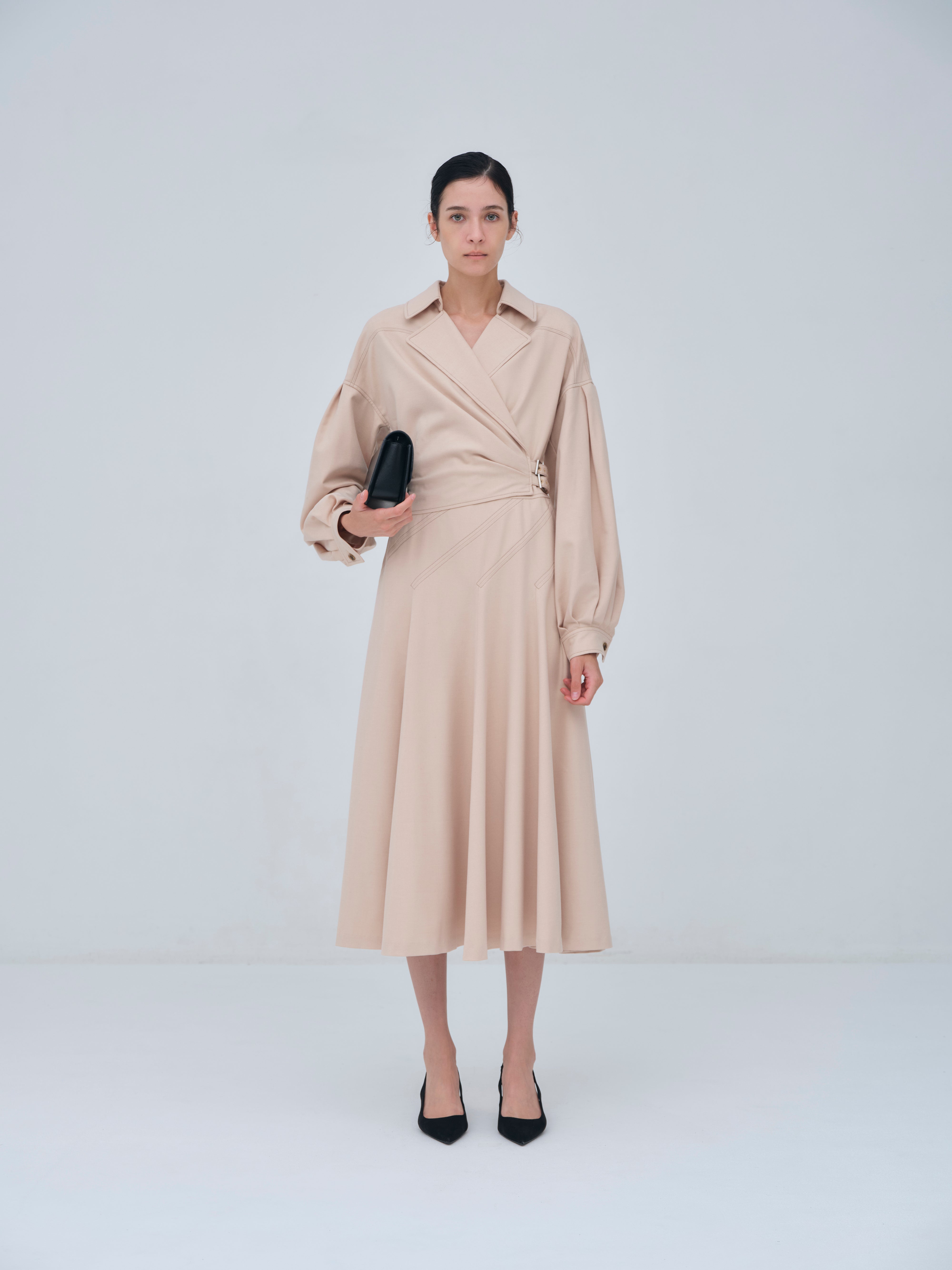 Asymmetric Side Buckle Dress – L'AUBE BLANC