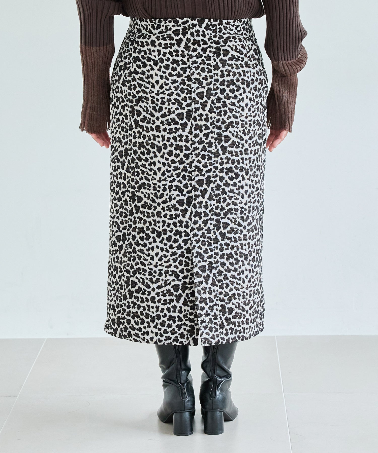レオパードジャガードスカート | ラビアンジェ-⼤きいサイズのレディース服