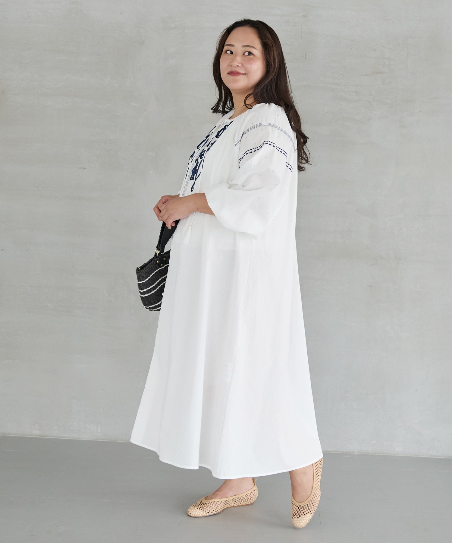 コード刺繍ワンピース | ラビアンジェ-⼤きいサイズのレディース服