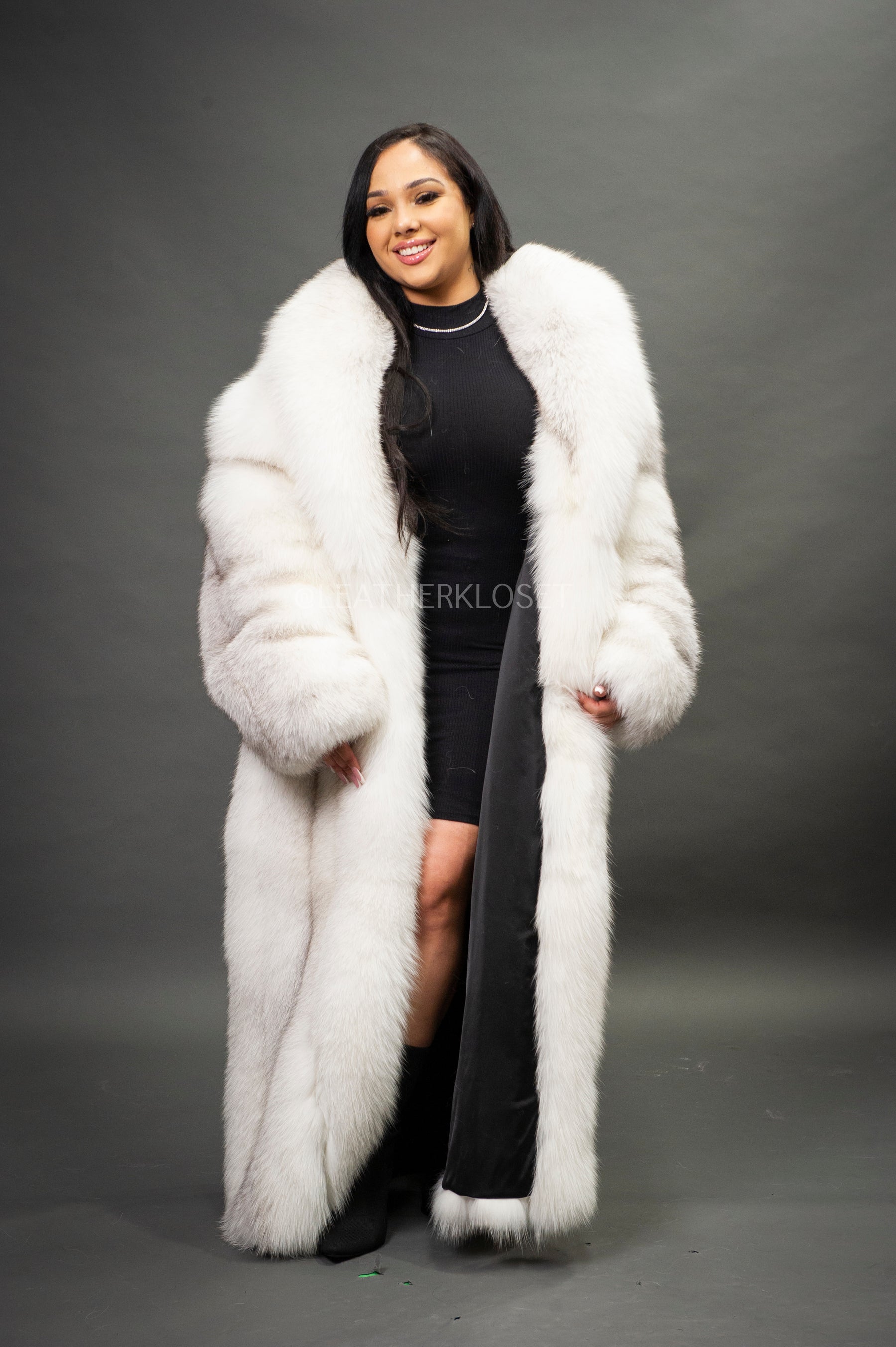 Women's Full Length Fox Trench [Arctic] – LeatherKloset