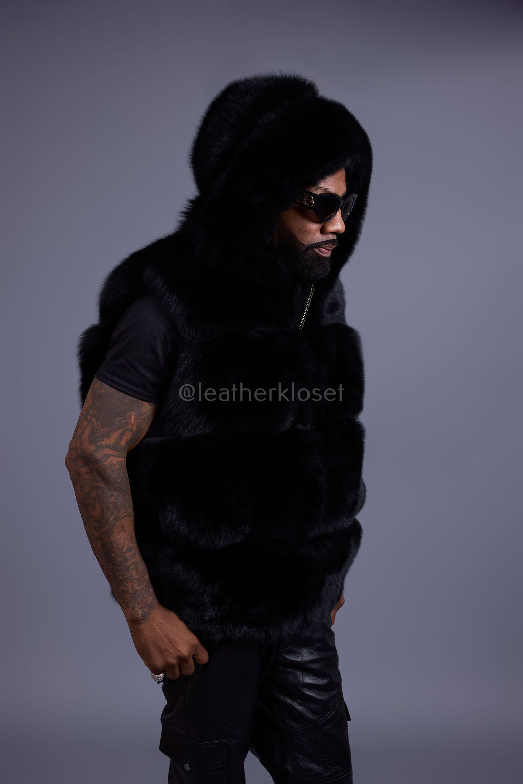 Men's Noah Fox Fur Vest [Black] – LeatherKloset
