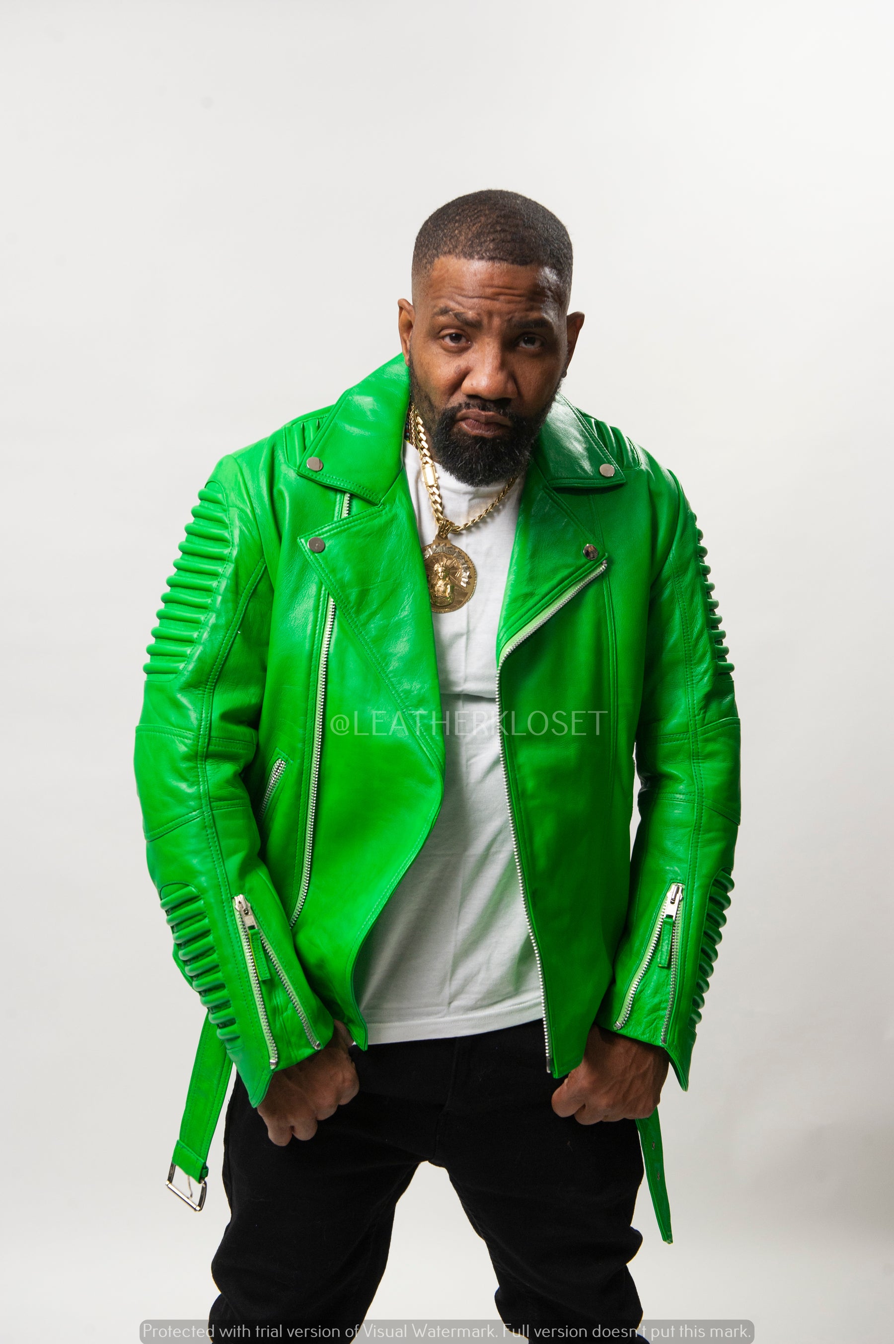 Men's Trey Biker Jacket [Green] – LeatherKloset