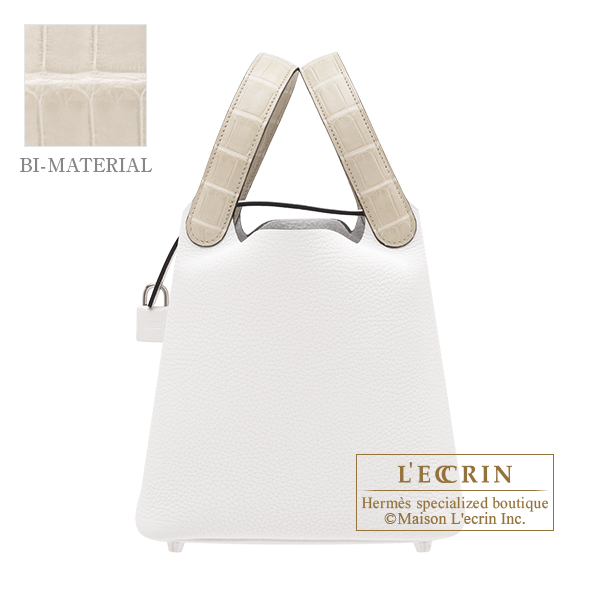 Hermes Picotin Lock Touch bag 18/PM New white/Beton Clemence
