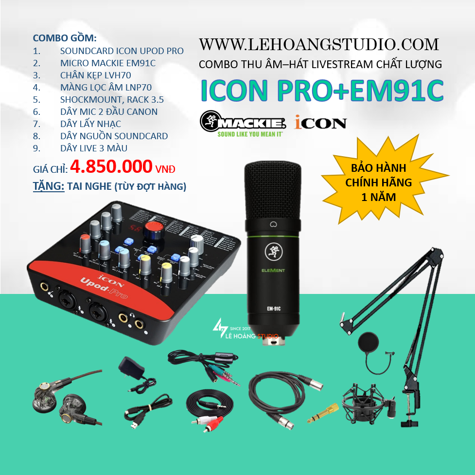 COMBO ICON UPOD PRO + MICRO MACKIE EM-91C CỦA MỸ | LÊ HOÀNG STUDIO