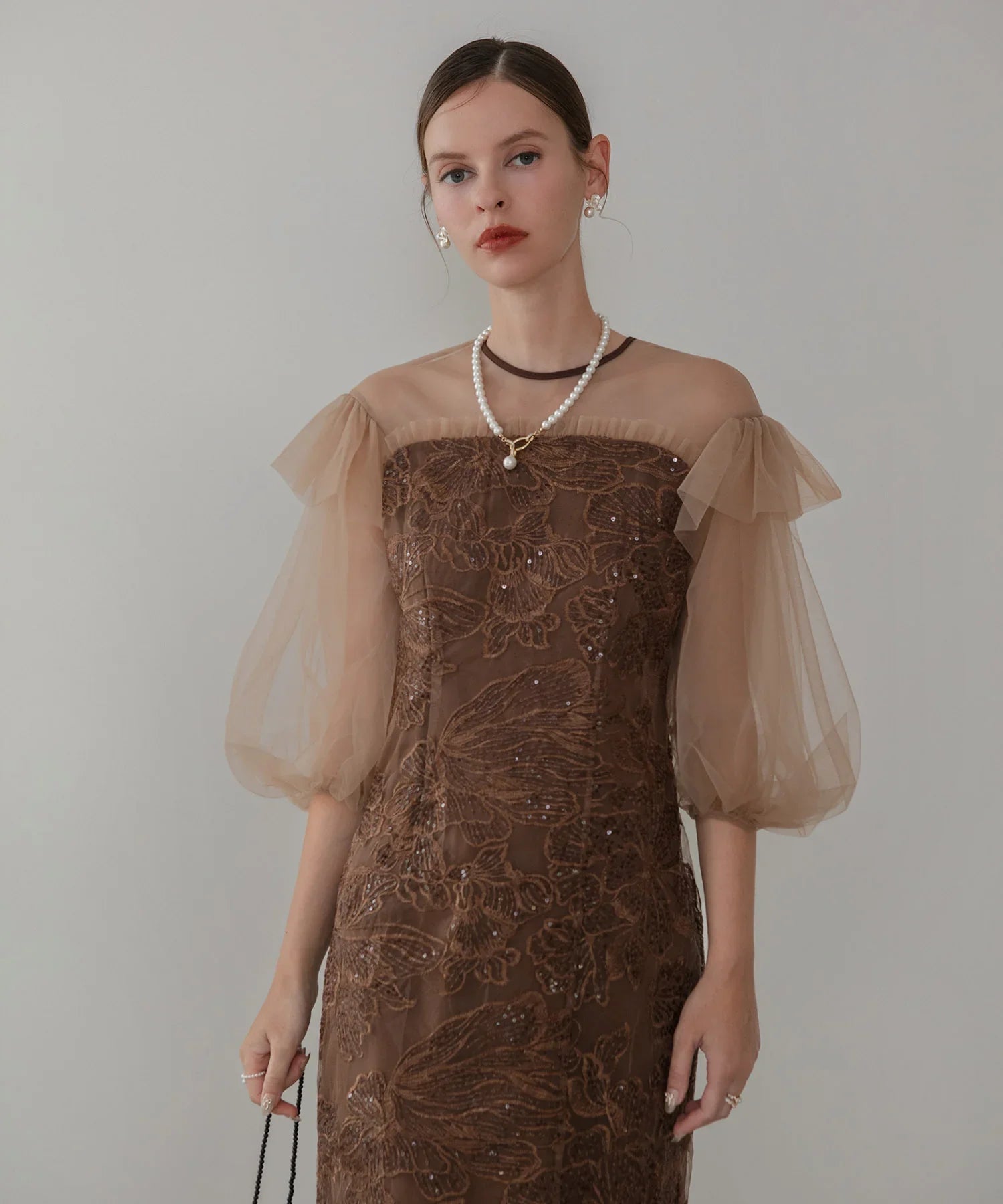 当日発送】フラワースパンコールシアーフリルスリーブIライン