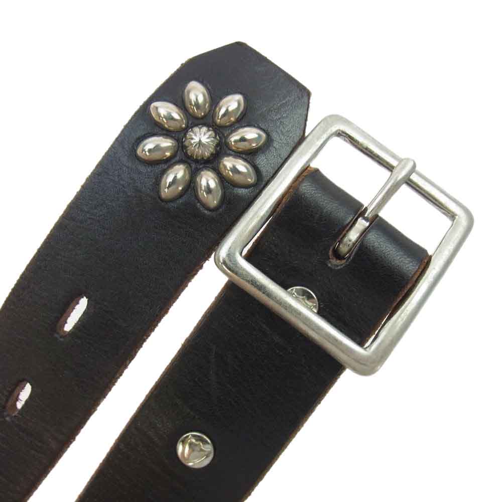 HTC エイチティーシー フラワースタッズ レザー ベルト ダークブラウン