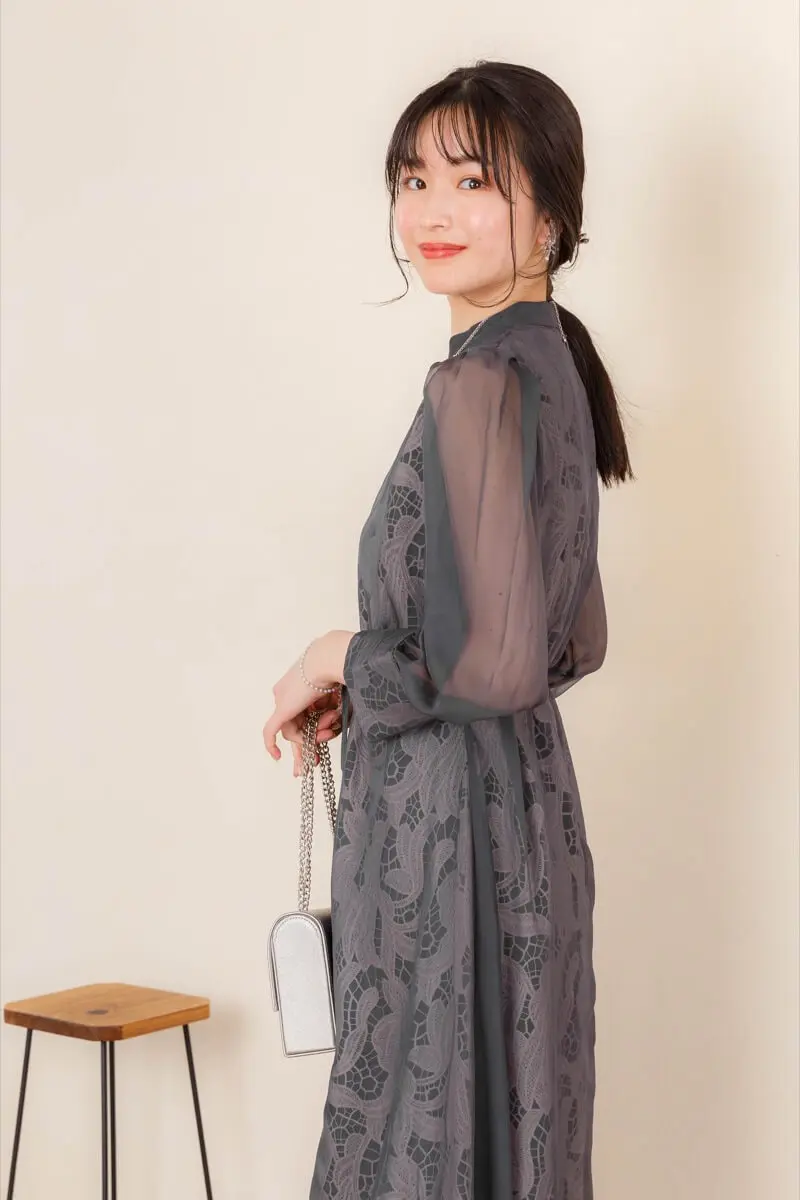 アーミーカーキのベルト付きシアードレス | Dorry doll | M