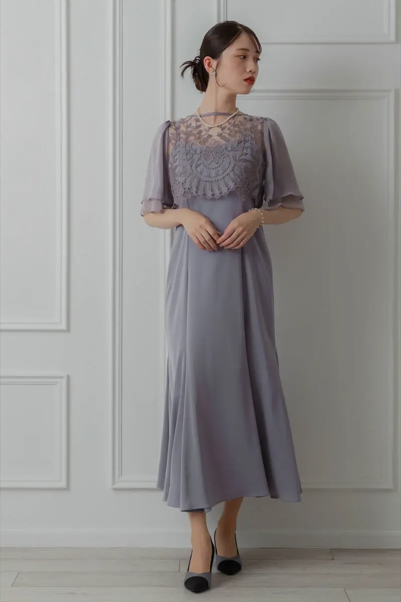 グレーのリーフブラウスマーメイドドレス | Dorry doll | M | 結婚式