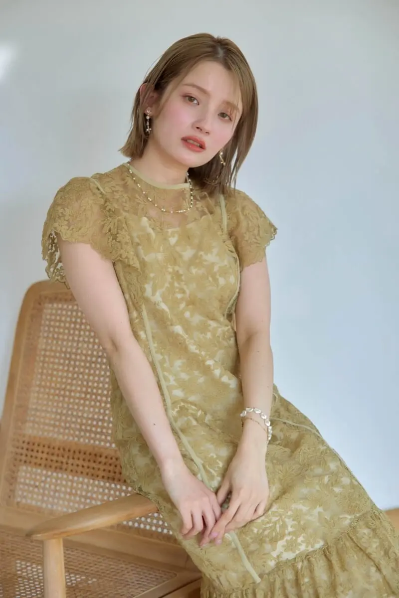 イエローのフラワーレースドレス | Dorry doll | M | 結婚式パーティー