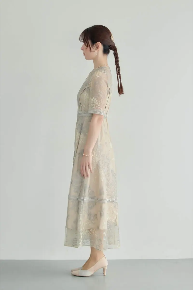 グレージュのラダーレースドレス | Dorry doll | M | 結婚式パーティー