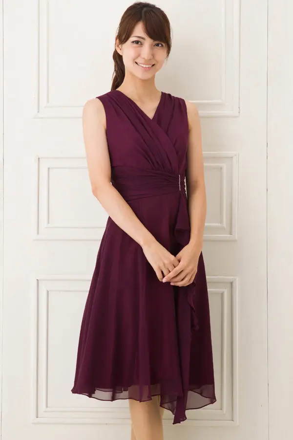 カシュクールボルドーミニドレス | she's | M～L | 結婚式パーティーの