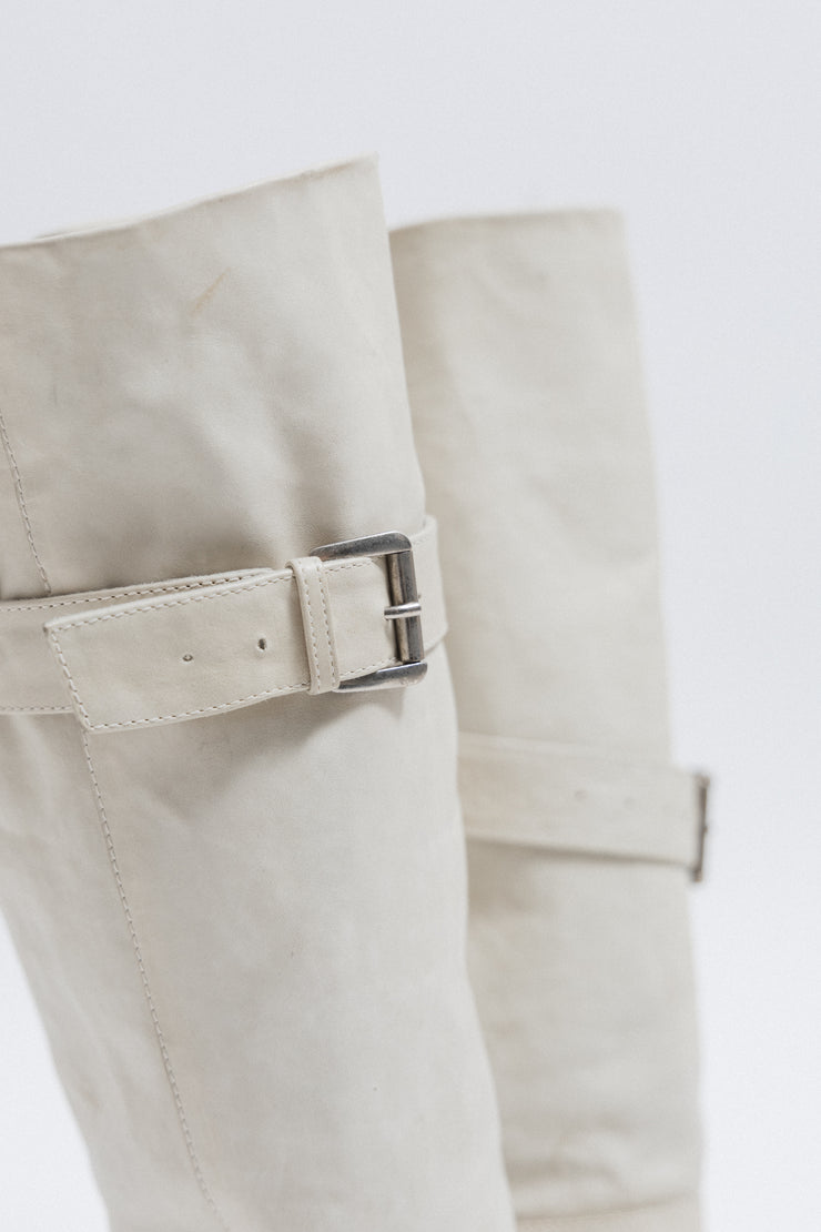 ANN DEMEULEMEESTER - Leather riding boots with buckled straps