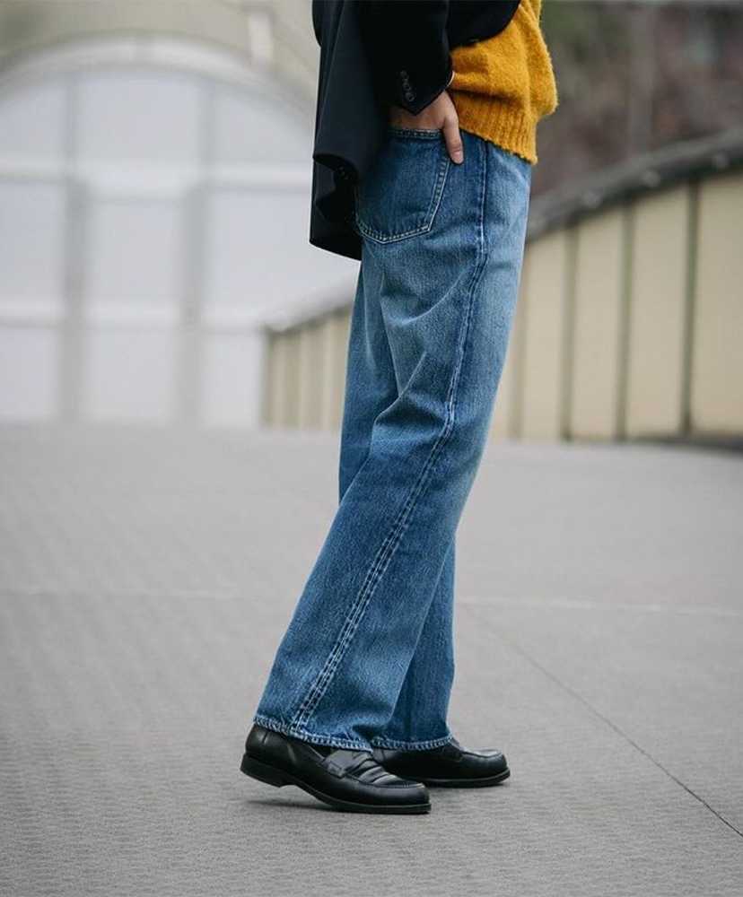 Straight 5 Pocket Pants(28(MEN) Medium Dark Blue Damage/ミディアム