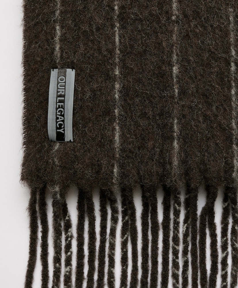 Estate Scarf - Brown Pinstripe Fuzzy Alpaca(OS Brown Pinstripe