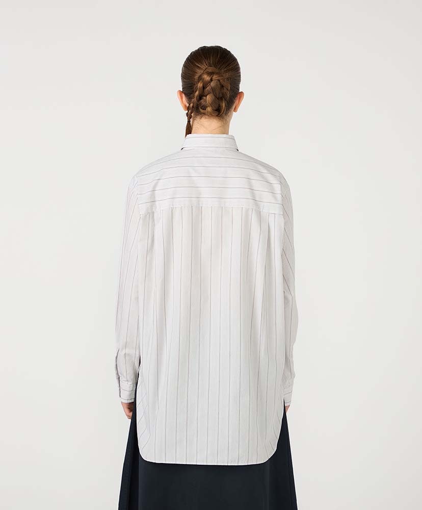 Regular Collar Stripe Wind Shirt(0(WOMEN) H/グレー): nanamica