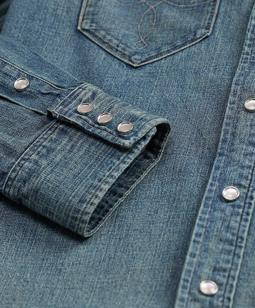 スリム フィット デニム ウエスタン シャツ(L(MEN) ダークウォッシュ): RRL