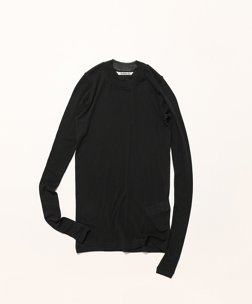 Super High Gauge Sheer Rib L/S Tee(1(WOMEN) Black/ブラック): AURALEE