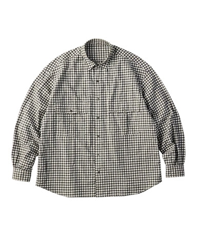 Roll Up Flannel Gingham Check Shirt(L(MEN) Charcoal Gray