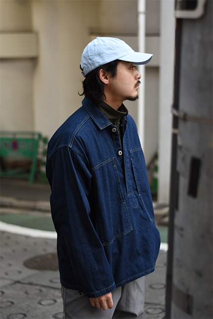 POST O'ALLS/ポストオーバーオールズ】Army Shirt : Blue Denim w/OD