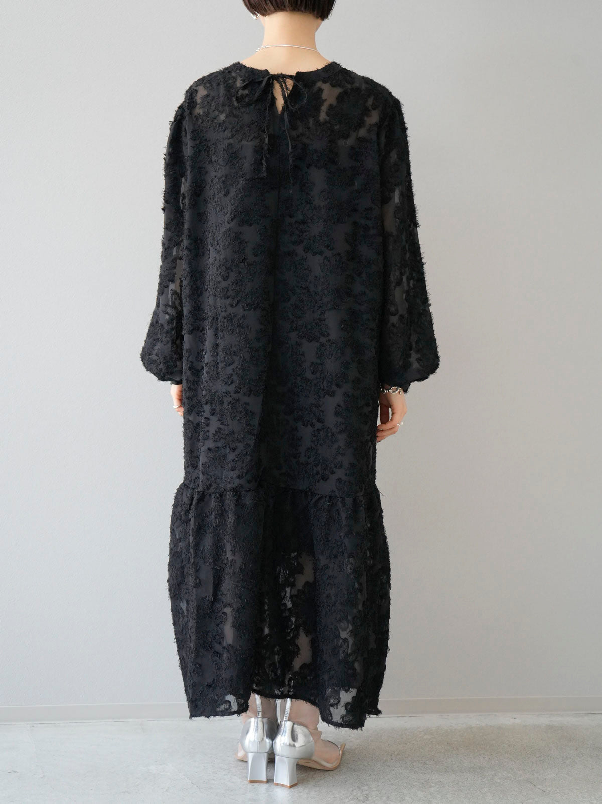 フラワーシアージャガードワンピース/ブラック – Lumier
