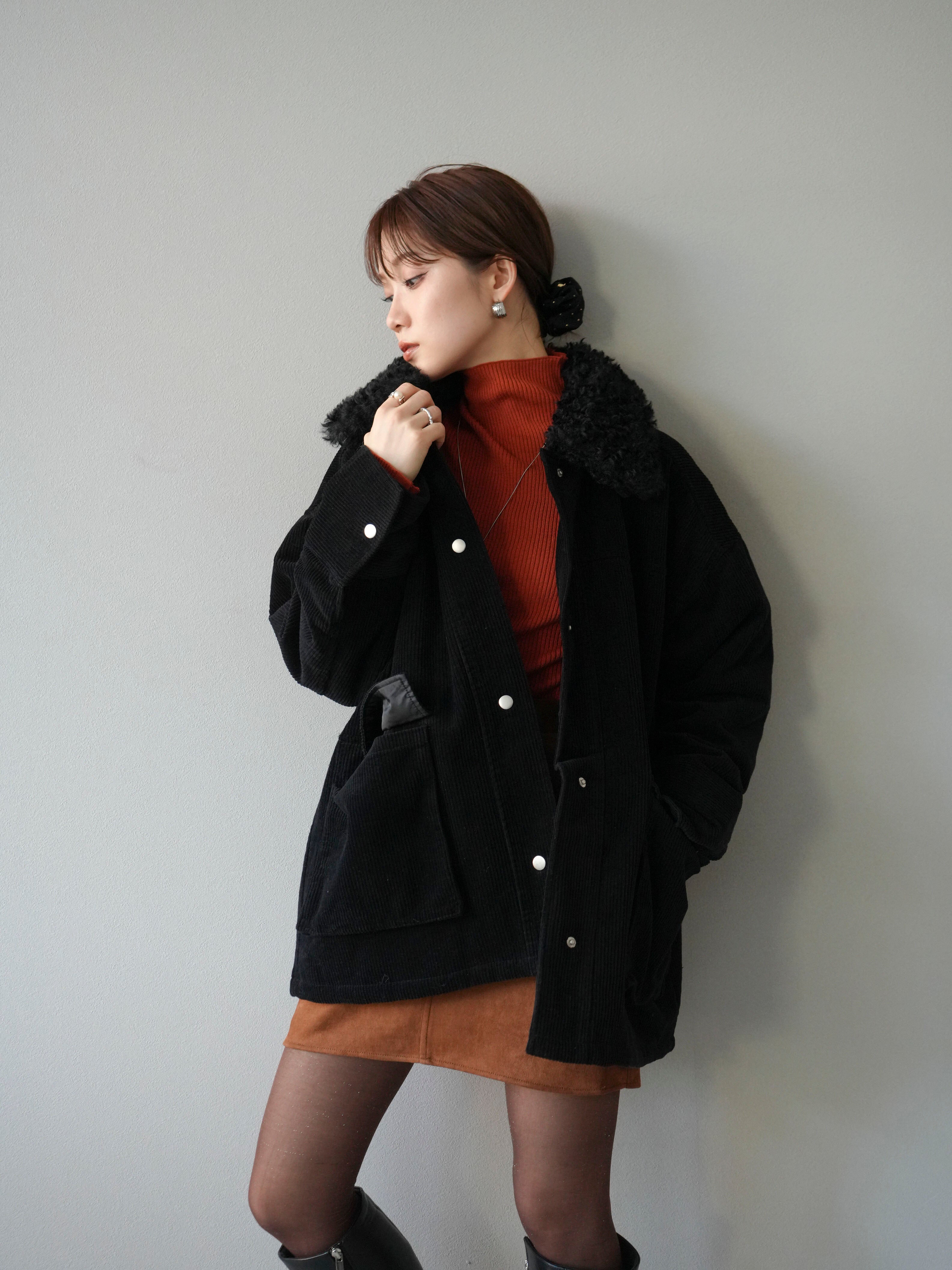 予約]コーデュロイボア襟フライトジャケット/ブラック – Lumier