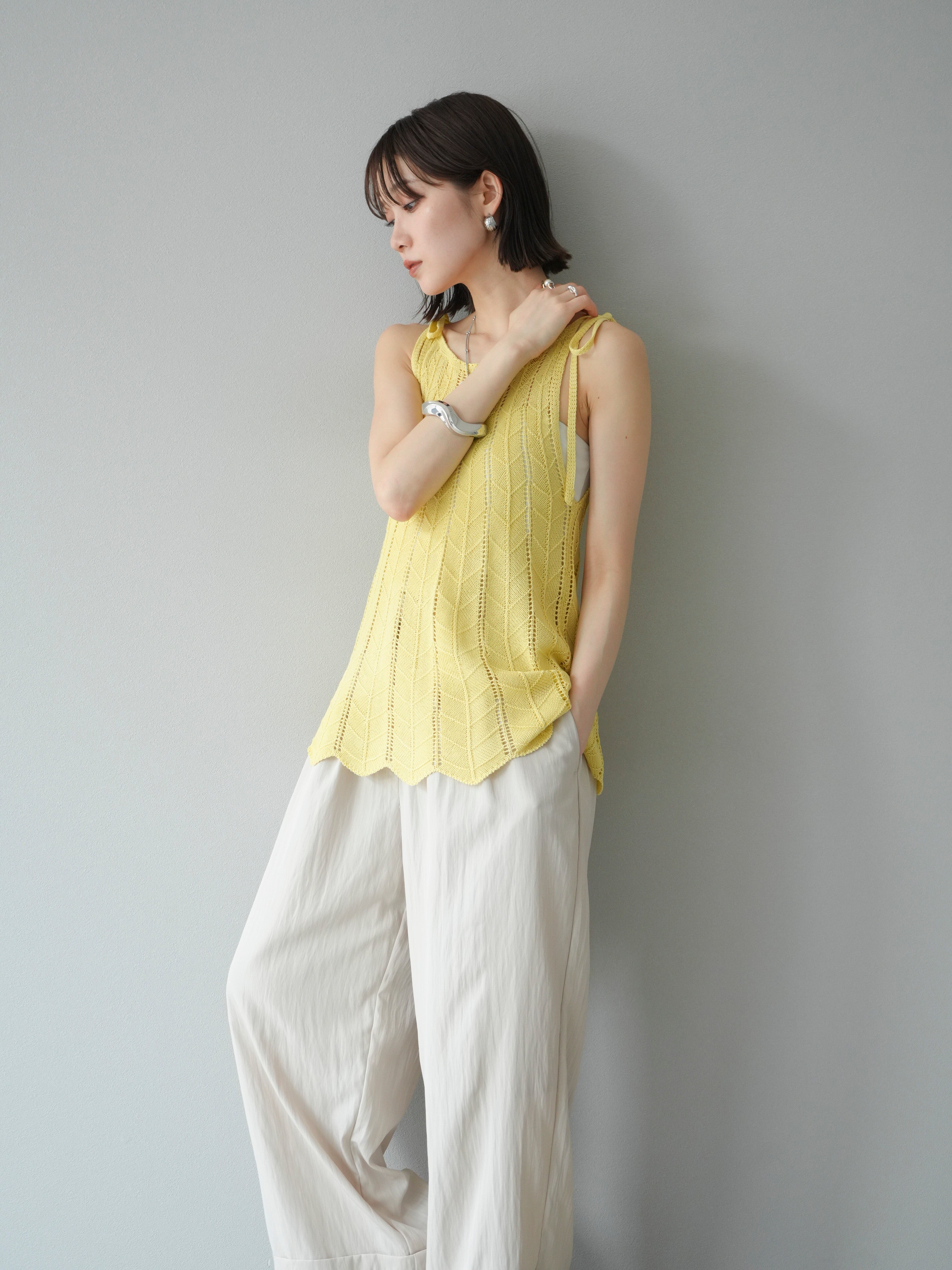 予約]透かしニットキャミソール/イエロー – Lumier