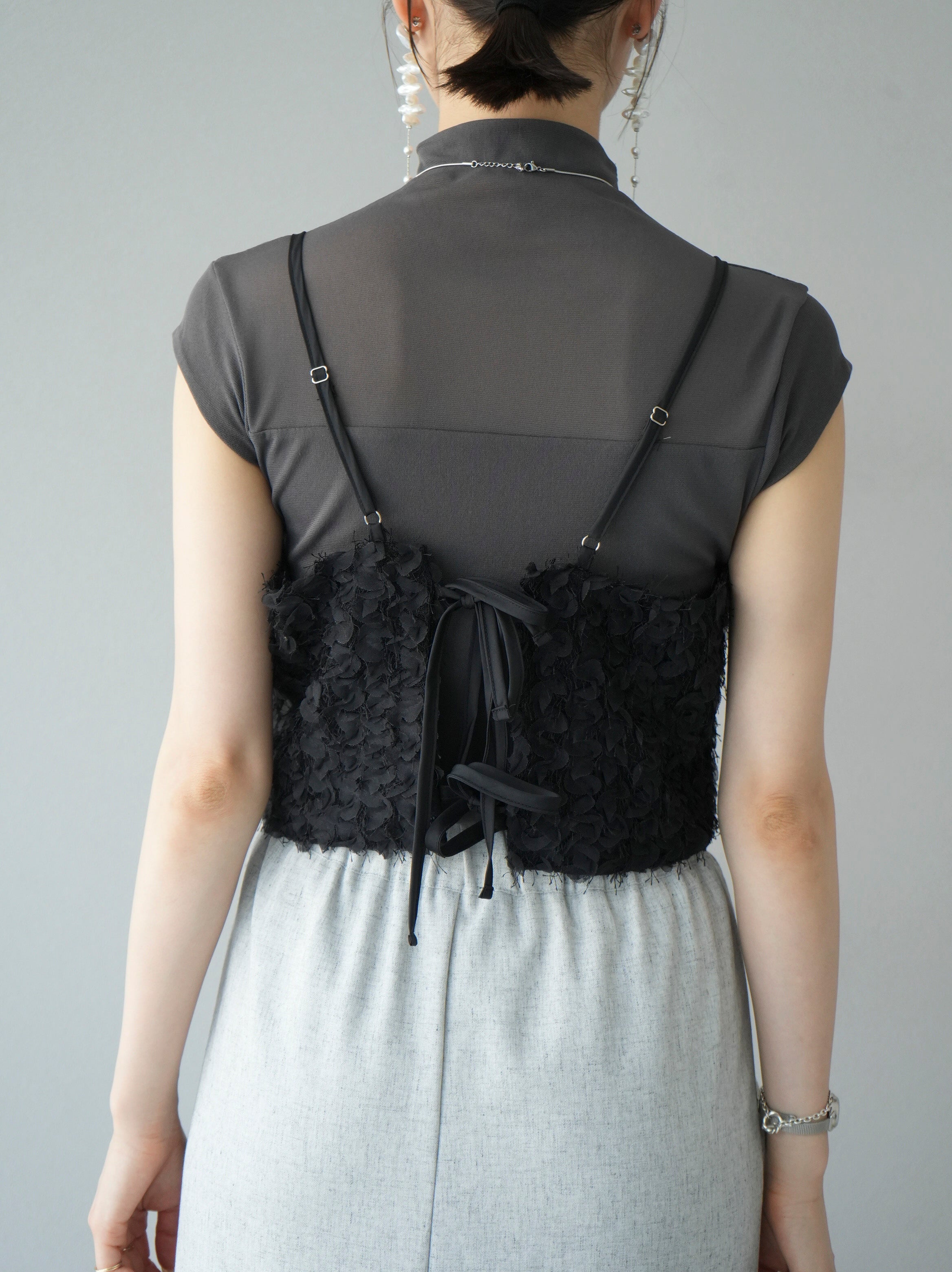 予約]フリンジジャガードビスチェ/ブラック – Lumier