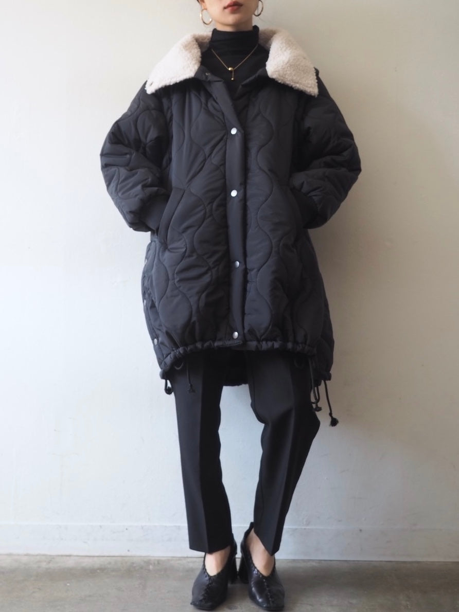 予約]2WAY襟裏ボアキルティングコート/ブラック – Lumier