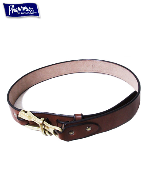 Pherrow's（フェローズ） 】 変形フックバックルレザーベルト [ BROWN