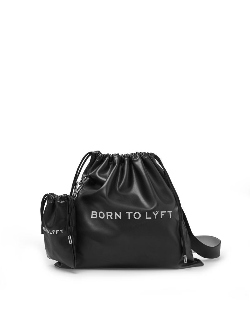 Synthetic Leather Drawstring Bag - Black – LÝFT