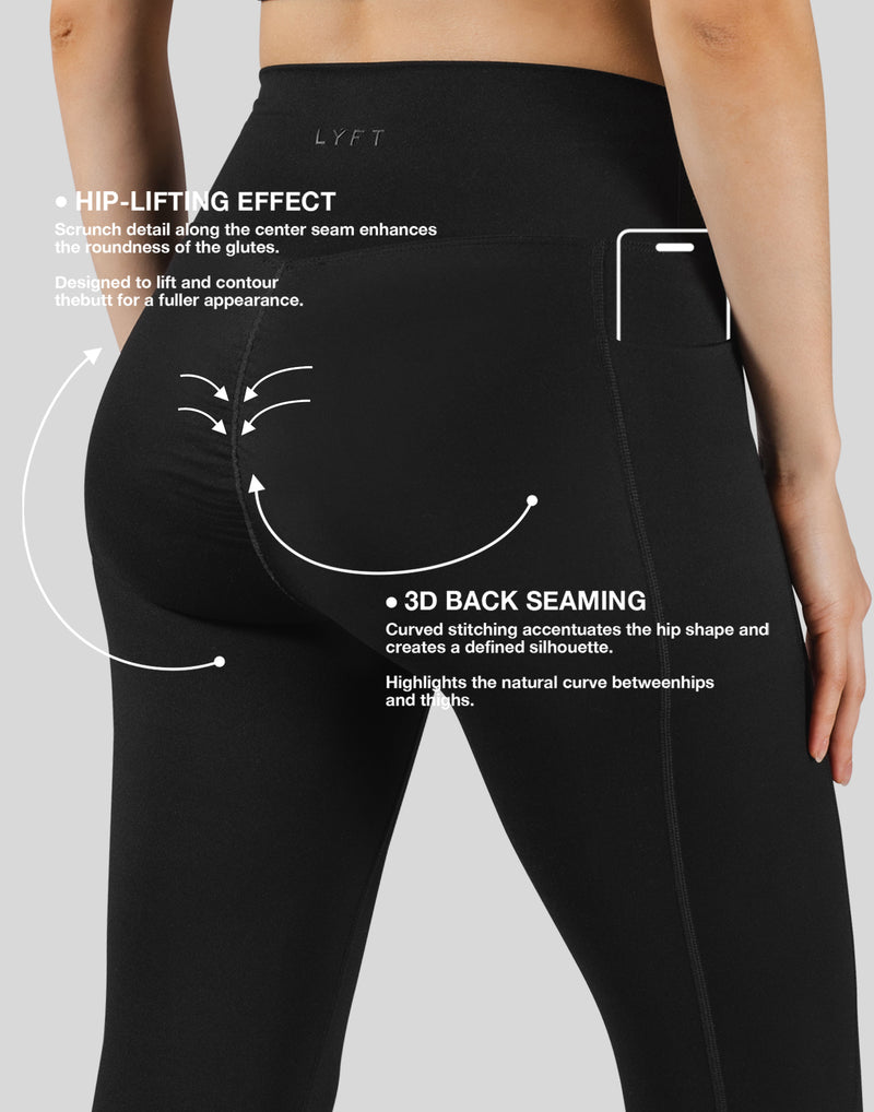 Peach Hip Line Leggings - Black – LÝFT