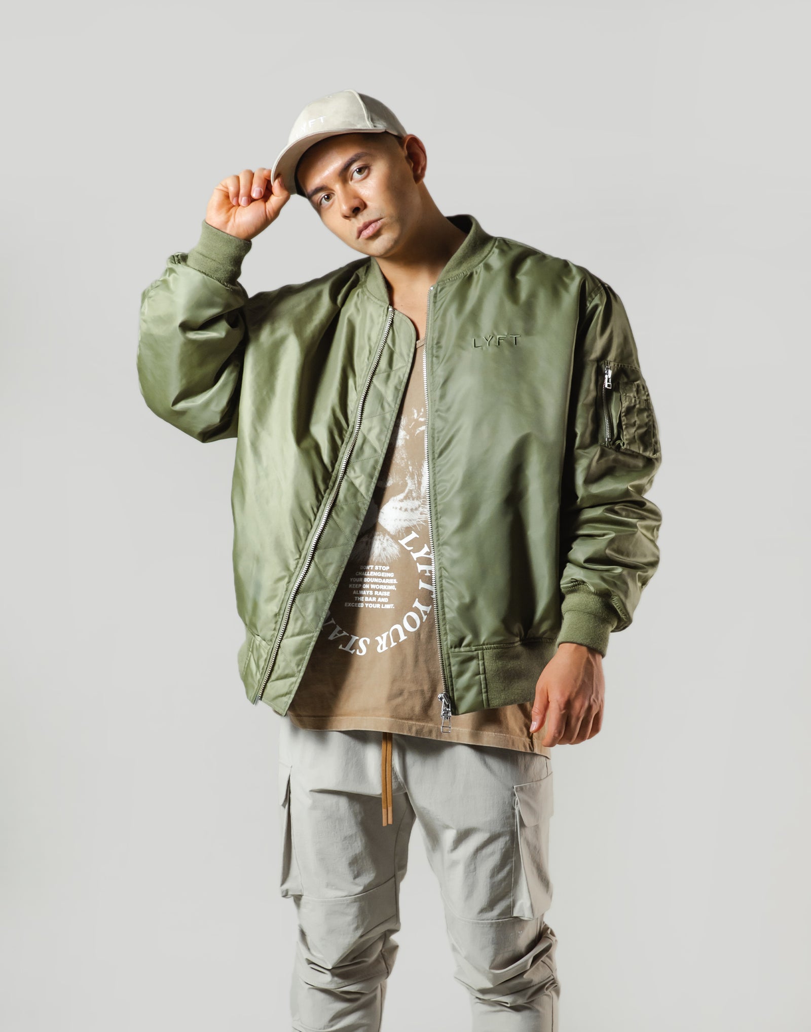 LÝFT Logo Patch MA-1 Jacket - Olive
