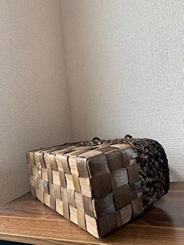 Amazon | [山葡萄] 胡桃 かごバッグ 【市松編み/立体花編み/角型/巾着