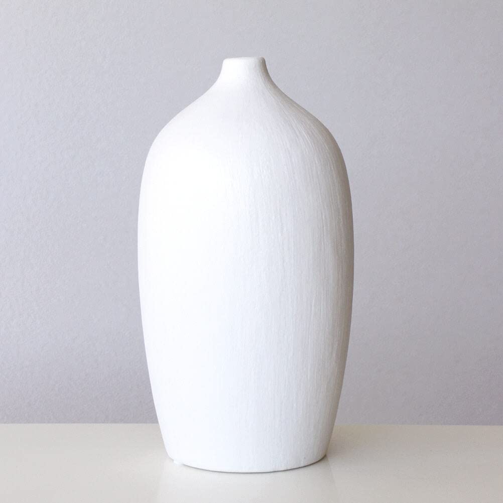 Amazon.co.jp: 花瓶 白 シンプル 口が狭い 花器 焼物 直径14×高さ26.5