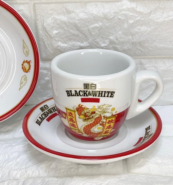 Amazon | 香港 ブラック アンド ホワイト カップ＆ソーサーセット 陶器