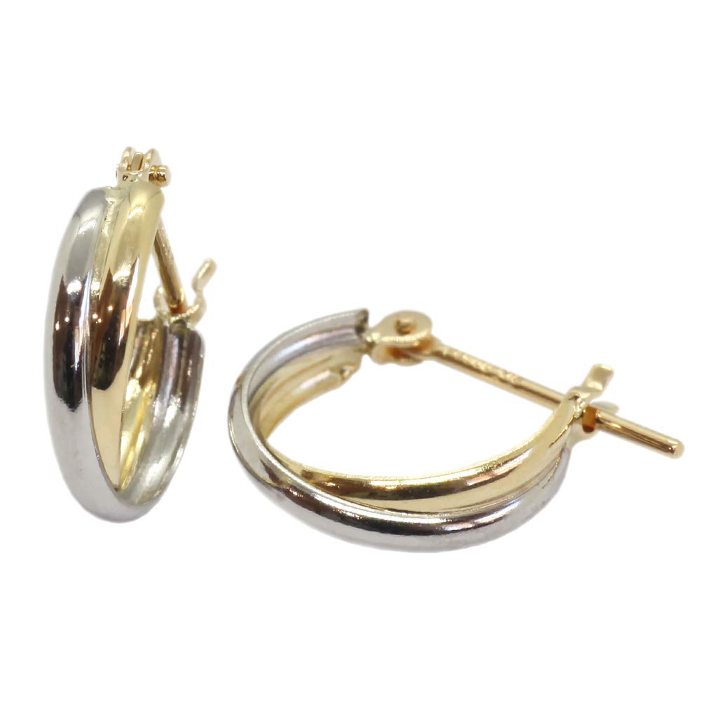 Amazon | フープピアス コンビカラー 2連 クロスタイプ 2色 K18 18K 18