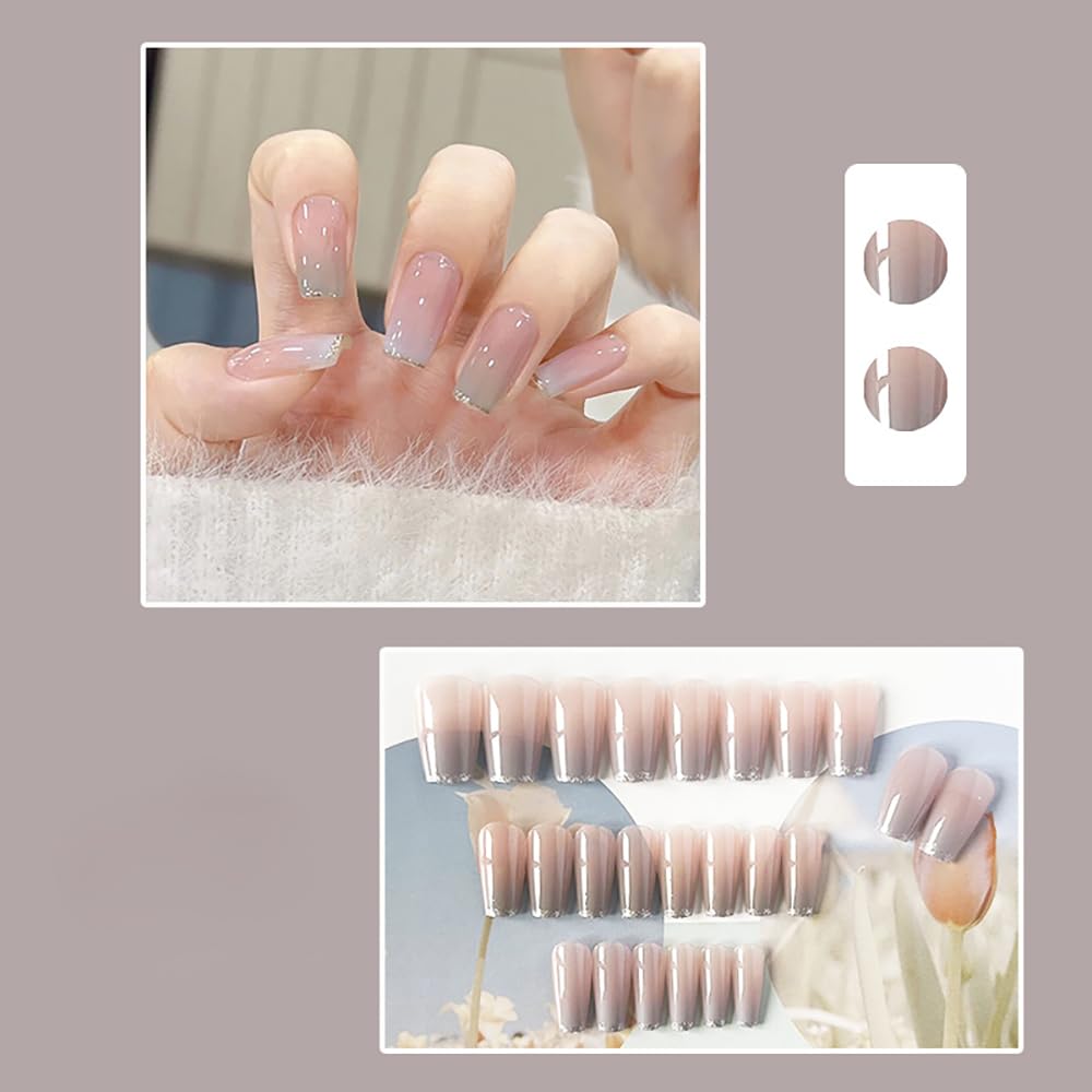 Amazon | 24枚セット ネイルチップ アイスブルーグラデーション綺麗な