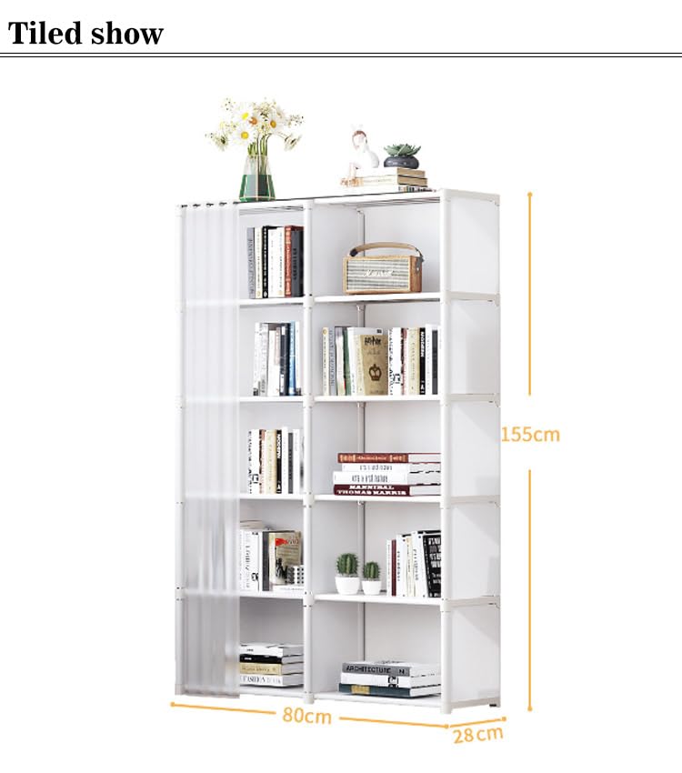 Amazon｜本棚 6段 2連 漫画 コミック コミックラック 書棚 扉付き 収納