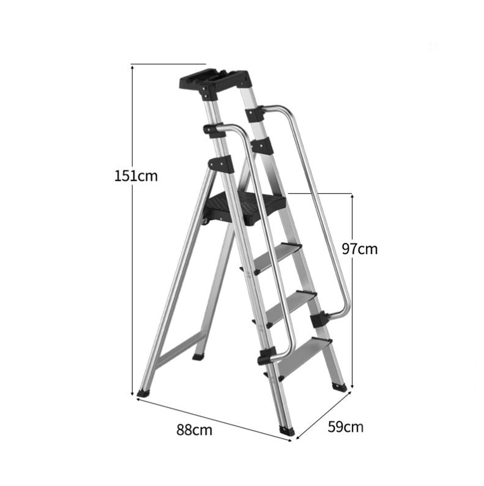 Amazon.co.jp: 踏み台 兼用脚立 はしご 安全手すり付き4段梯子