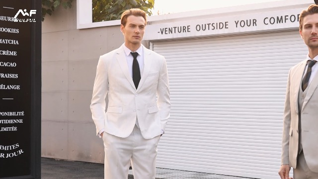 WULFUL Men's 3 Piece Slim Fit Suit Set Two Button Blazer Jacket