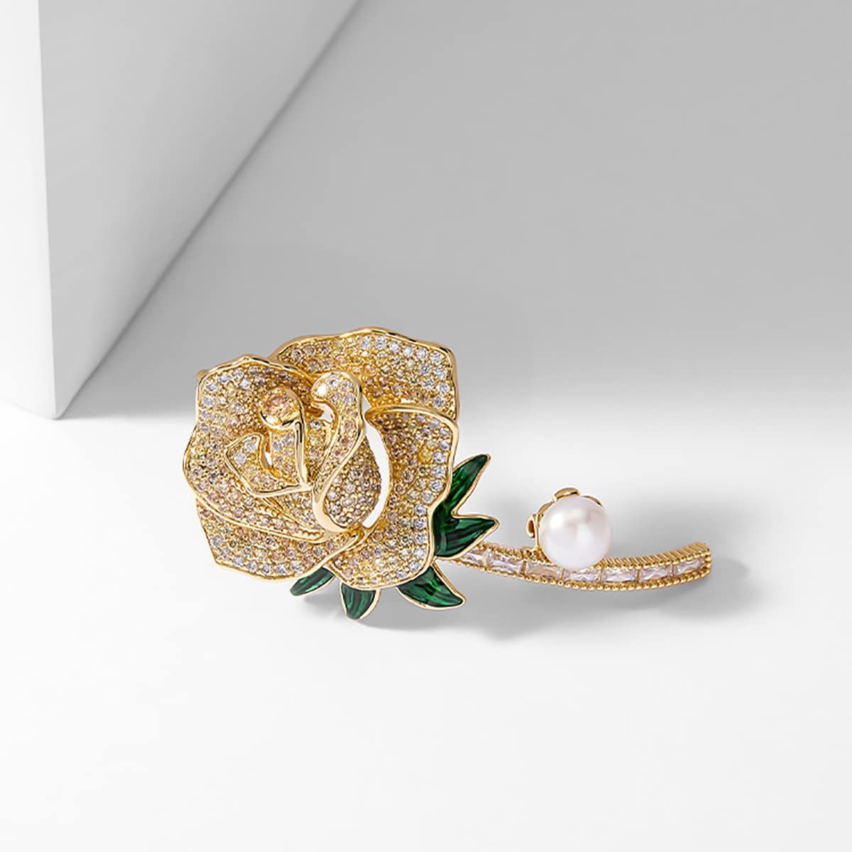 Amazon.com: ZXHStore Rose Flower Brooch – Golden Crystal