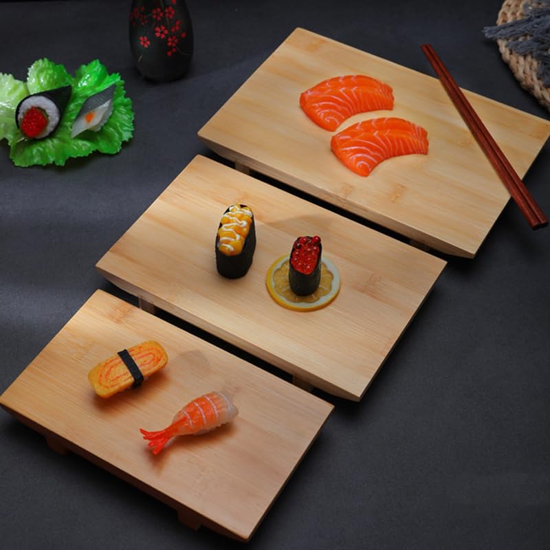 Amazon.co.jp: Yavoluy 寿司盛台 木製 矩形 4本足 刺身盛台 寿司ツール