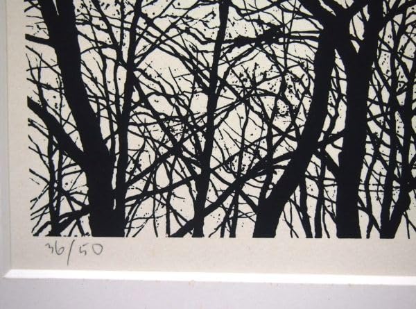 シルクスクリーン 富岡惣一郎 早春 しらかば林 限定50部 日本経済新聞