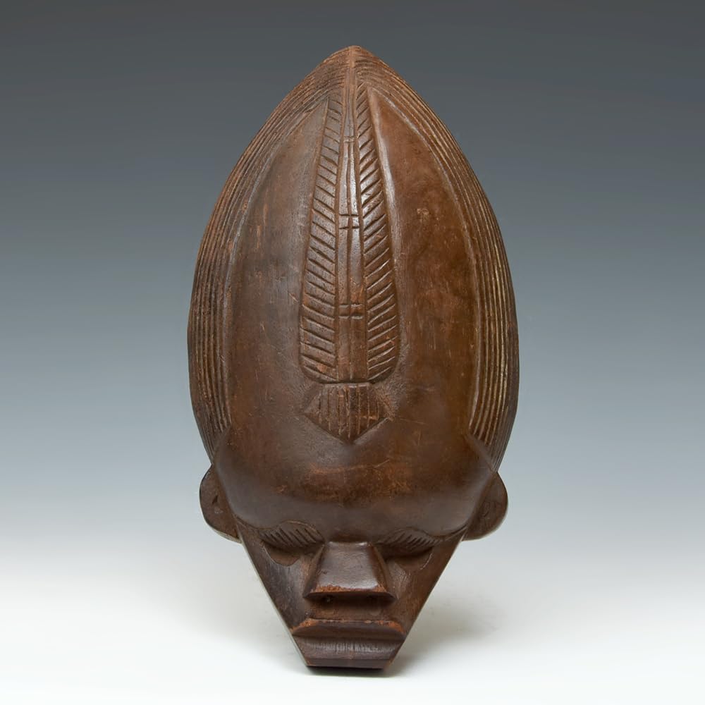 Amazon | アフリカ木彫お面27.8cmx14.7cm民芸民族仮面部族マスク彫刻